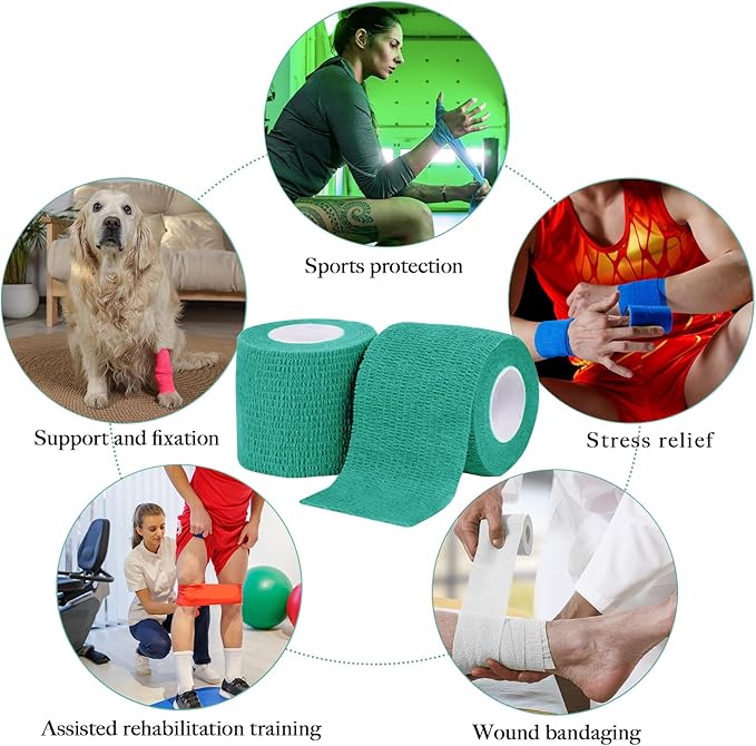 32 Rolls Self Adhesive Bandage Wrap 2 inch Cohesive Bandage Wrap Stretch Bandages Wraps Tape Skin Elastic Self-Adherent Tape for Wrist Ankle Sports Swelling Sprains