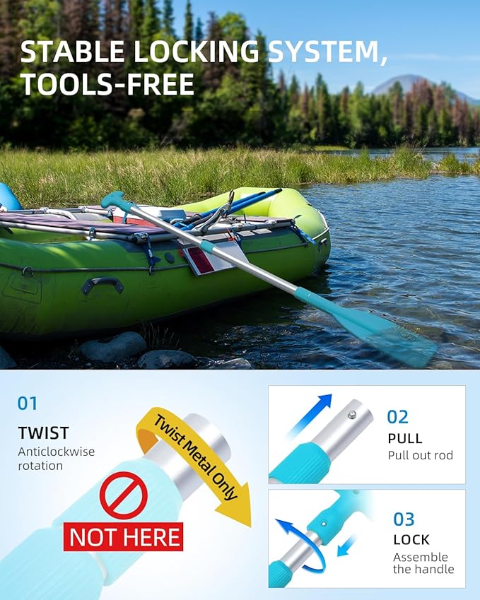 OCEANBROAD Telescoping Emergency Paddle 21''-42''(Assembling Required)/26''-54'' Aluminium Shaft for Kayaking Boating Canoeing River Tubing