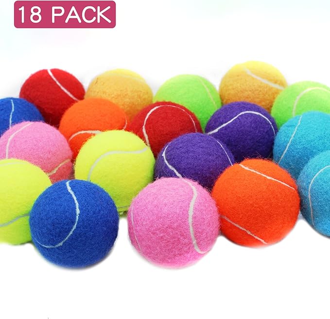 Tennis Balls, 18 Pack Training Tennis Balls Practice Balls with Mesh Bag for Easy Transport, Pet Dog Playing Balls, fit for Beginner Training Ball