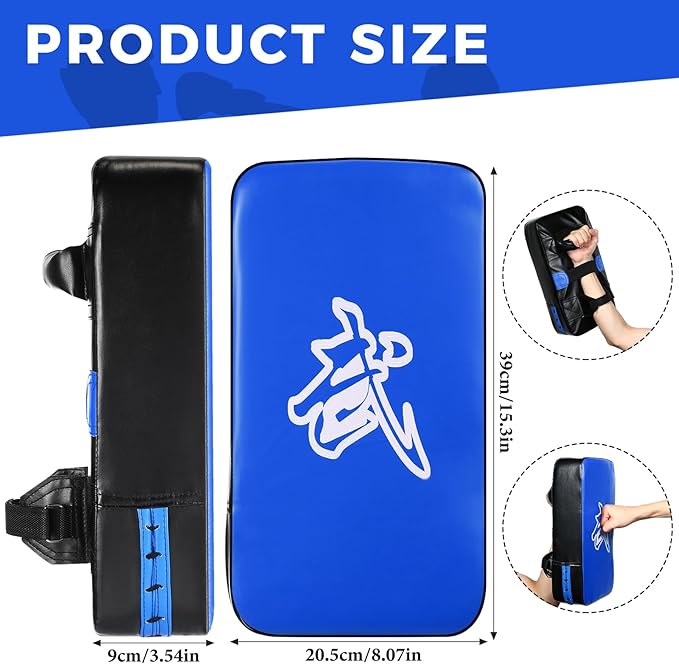 Poen 3 Pcs Taekwondo Kick Pads Muay Thai MMA Karate Sparring Gear Martial Arts Kickboxing Training Pads Punching Striking Target Equipment PU Leather Paddles Strike Curved Kick Shield