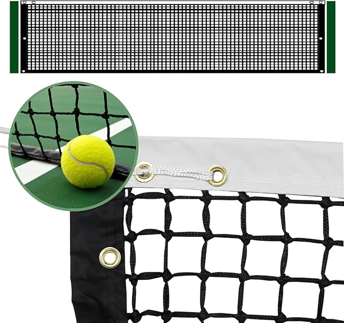 PROGOAL Professional Tennis Net 42FT Heavy Duty Nylon Net High Strength Non-Deforming Standard Replacement Tennis Net with 2 Fiberglass Dowels, Compatible with All Standard Outdoor Indoor Tennis Posts