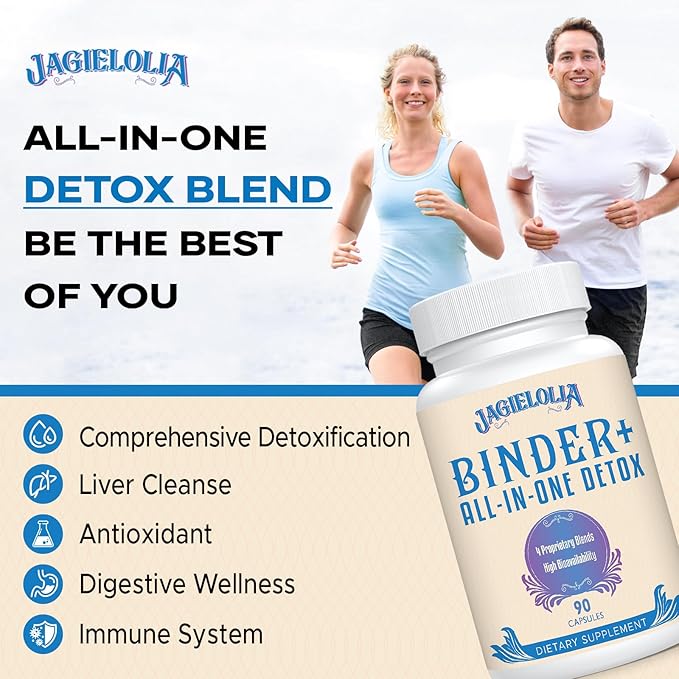 All-In-One Detox Binder Supplement 1500 MG - High Bioavailability, Liver Gut Detox Cleanse with Activated Charcoal, Zeolite & Bentonite Clay for Toxins, Liver, Digestive, 180 Vegan Capsules