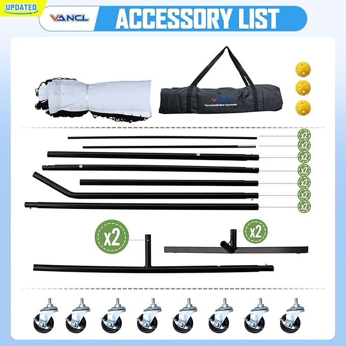 Pro Pickleball Net Portable with Wheels – 22ft Heavy Duty Pickleball Net System with Sturdy Aluminum Frame for Outdoor & Indoor – Nylon Net & Carrying Bag for Pickleball, Tennis, Badminton