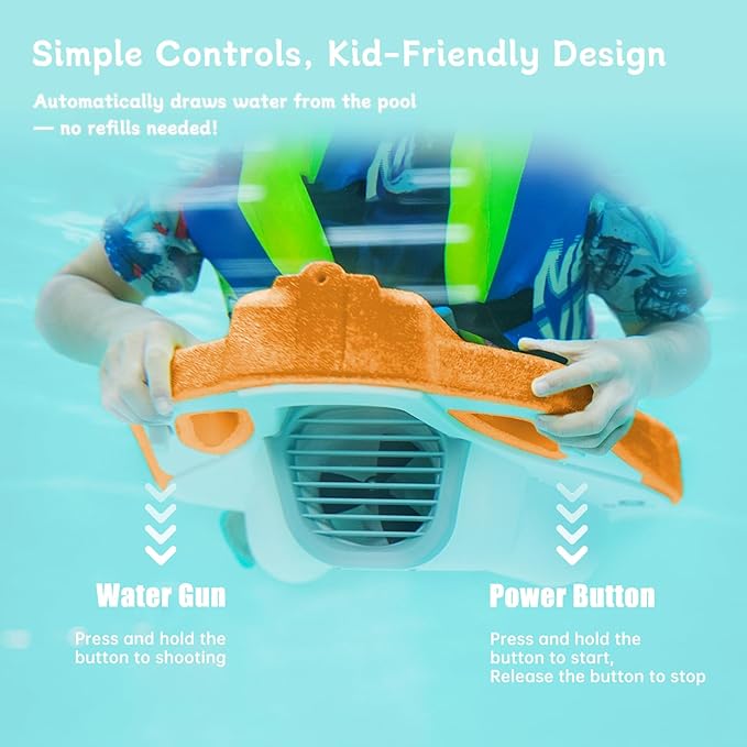 Electric Swimming Kickboard for Kids,Motorized Swim Board with Water Gun, Motorized Swim Training for Children Adults, 60N Thrust, 198 lbs Buoyancy, 25V Rechargeable Battery