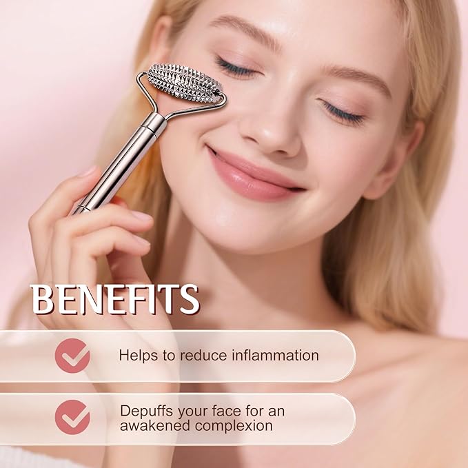 Gua Sha Facial Tools and Face Roller Set, Lymphatic Drainage Massager,Stainless Steel Facial Sculpting Eyes Roller Guasha for Face, Chin & Jawline Sculpting,Skin Care