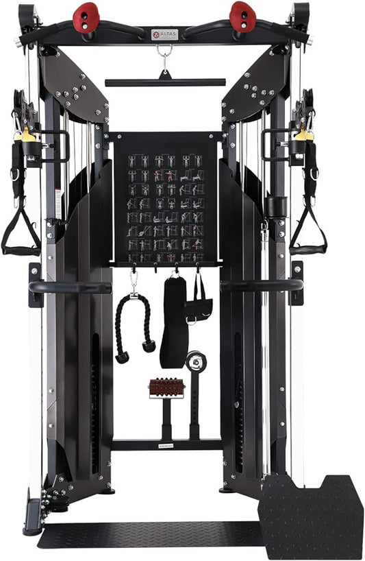 Altas Strength 3075 Cable Machine Home Gym with 1000 lbs Weight Capacity, 2000 lbs Cables, Strength Training Equipment Includes Accessories Light Commercial Fitness Versatile Workouts Easy Assembly