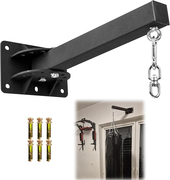 Wall Mount Heavy Bag Hanger, Punching Boxing Bag Hanger, Heavy Duty Bag Hanger Bracket, 360° Swivel Hook for Boxing, Muay Thai and MMA Training Home Gym(7 Adjustable Positions)