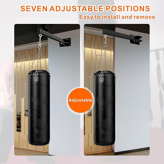 Wall Mount Heavy Bag Hanger, Punching Boxing Bag Hanger, Heavy Duty Bag Hanger Bracket, 360° Swivel Hook for Boxing, Muay Thai and MMA Training Home Gym(7 Adjustable Positions)