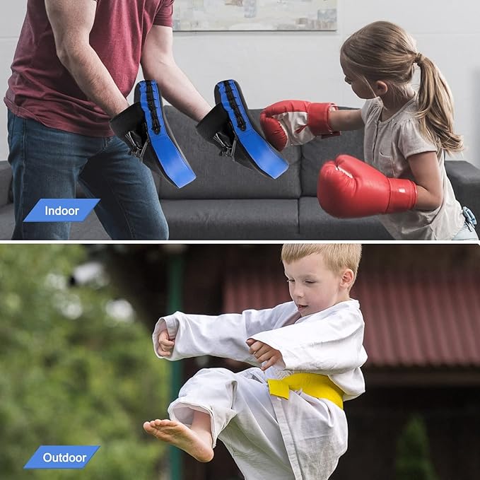 CYFIE 2 in 1 Boxing Equipment Boxing Strike Pads Punching Mitts Set, Boxing Mitts and Pads for Muay Thai, Karate, Taekwondo, Martial Arts Training at Home Gym, Karate Kick Pads for Kids, Youth, Girls