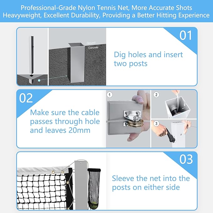 PROGOAL 100mm Heavy Duty Aluminum Tennis Net Posts - Full Aluminum Alloy Construction with Built-in Turbo Winder for Permanent In-Ground Installation - Includes Anchor Sockets for Concrete or Soil