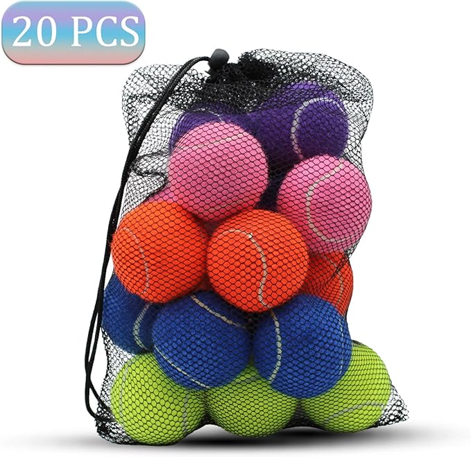 Swingers 20 Pack Training Tennis Balls, High Elasticity Practice Balls for Beginner, with Mesh Carry Bag
