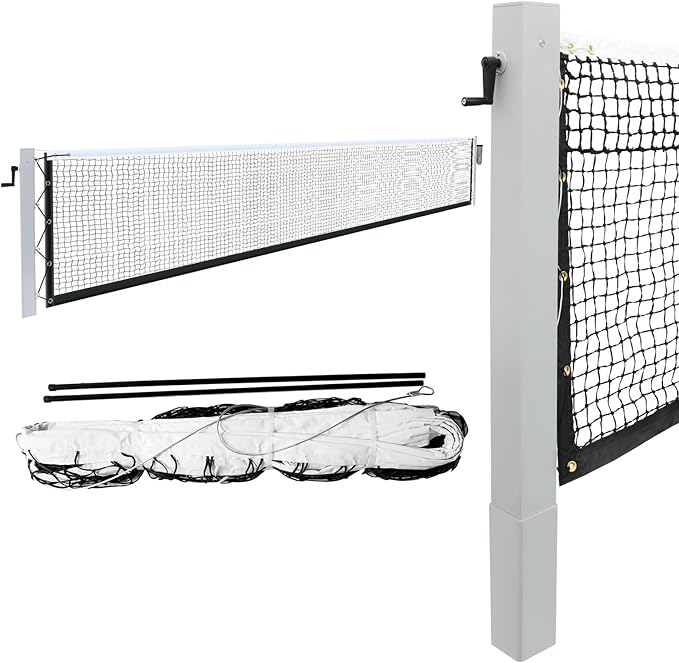 PROGOAL 100mm Heavy Duty Aluminum Tennis Net Posts - Full Aluminum Alloy Construction with Built-in Turbo Winder for Permanent In-Ground Installation - Includes Anchor Sockets for Concrete or Soil