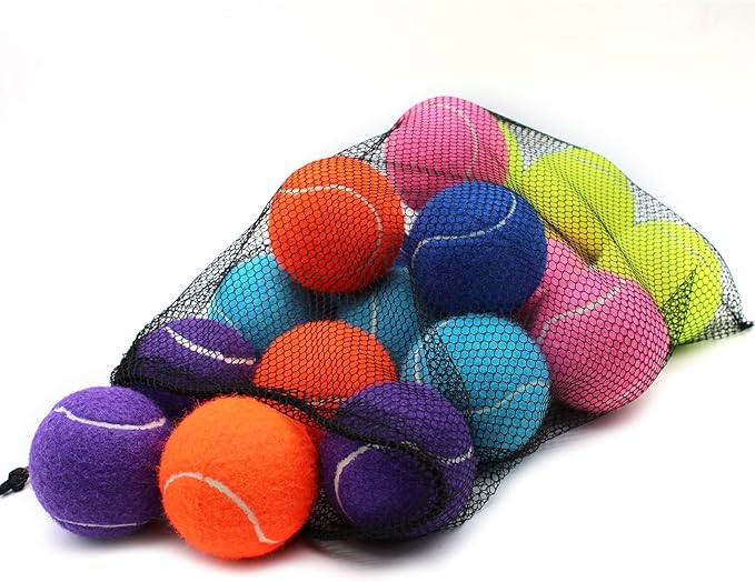 Tennis Balls, 18 Pack Training Tennis Balls Practice Balls with Mesh Bag for Easy Transport, Pet Dog Playing Balls, fit for Beginner Training Ball