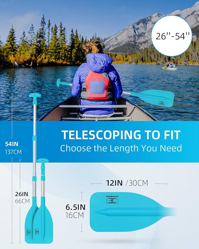 OCEANBROAD Telescoping Emergency Paddle 21''-42''(Assembling Required)/26''-54'' Aluminium Shaft for Kayaking Boating Canoeing River Tubing