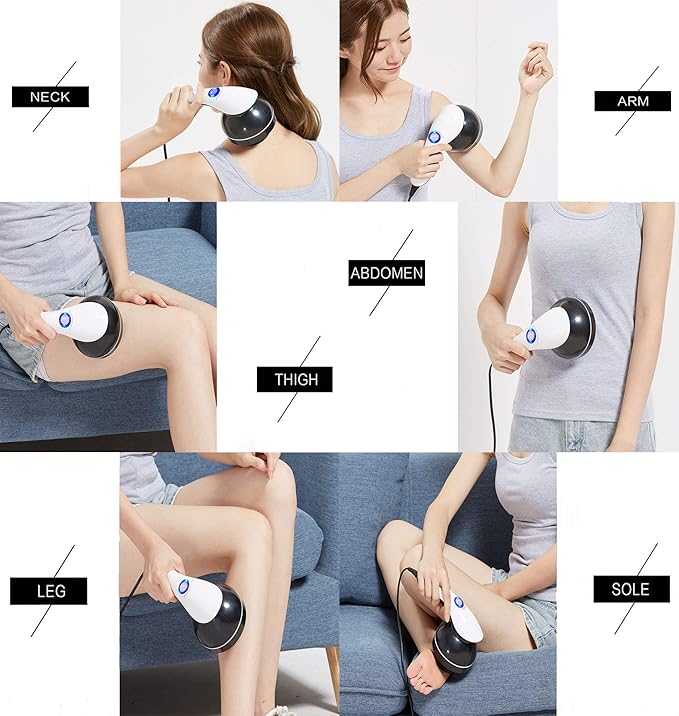 Handheld-Cellulite Massager, Body Sculpting-Machine Full Body Massager Hand Held Back-Massager Electric Foot Massager, Body Shaper for Women, Celulitis-Remover Machine with 4 Massage Wand Attachment