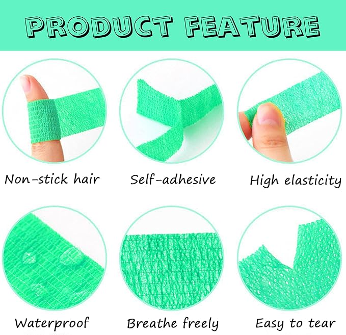 8 Pack 1 x 5 Yards Cohesive Wrap Self Adhesive Bandage Elastic Self Adherent Vet Tape for Athletic, Wrist, Ankle, Knees, Pets (Pink)