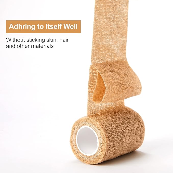 Adhesive Bandages 5cm x 4.5m, 12 Pack Self Adhesive Bandages *Bandages for First Aid, Sports Protection and Wrists, Ankle Sprains, and * (Blend) (Mix)