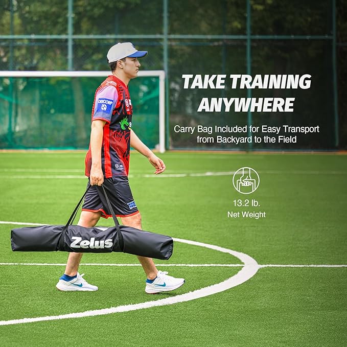 ZELUS Baseball Net 7 ft x7 ft, Softball Hitting & Pitching with Carry Bag, Ground Stakes, Portable Backstop & Bow Frame, Training Equipment for All Ages