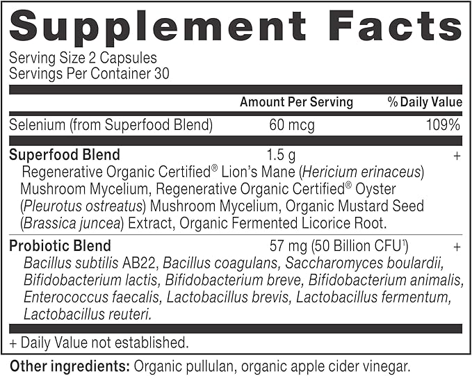 Ancient Nutrition Regenerative Organic Certified Probiotics for Gut Recovery, Probiotics Gut Recovery, for Healthy Digestion and Immune System Function Support, 50 Billion CFUs* Per Serving, 60 Count