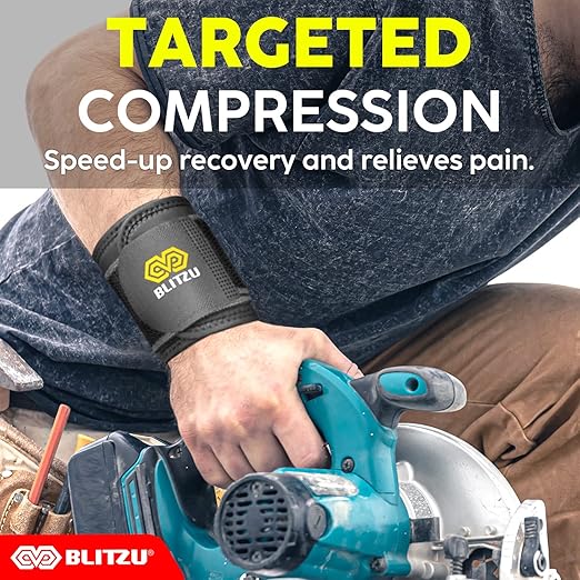 BLITZU Carpal Tunnel Wrist Brace, 2 Pack Wrist Compression Straps for Pain Relief. Wrist Bands Support for, Tendonitis, Weightlifting, Working Out, Left and Right Hand Protection