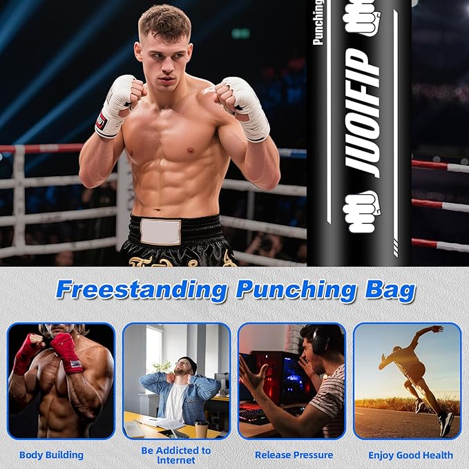 Freestanding Punching Bag with Stand, Men Standing Kickboxing Bag, Heavy Boxing for Adult Teens, Suitable for MMA Dummy Karate Home Gym Training Equipment (Excludes Gloves and Pumps)