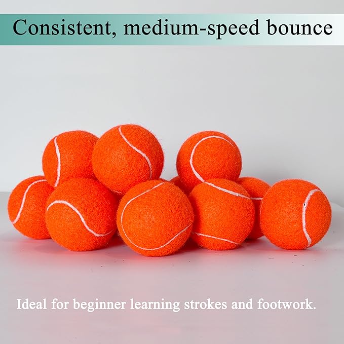 Tennis Balls, 12 Packs Practice Tennis Balls for Beginner, Training Playing Tennis Balls for Dogs, Come with Mesh Carry Bag