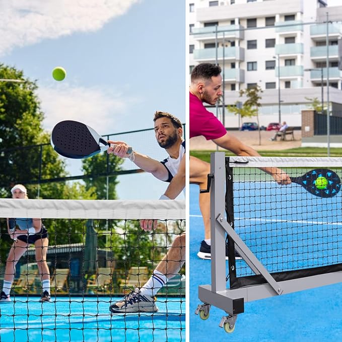 Pro Pickleball Net Portable with Wheels – 22ft Heavy Duty Pickleball Net System with Sturdy Aluminum Frame for Outdoor & Indoor – Nylon Net & Carrying Bag for Pickleball, Tennis, Badminton