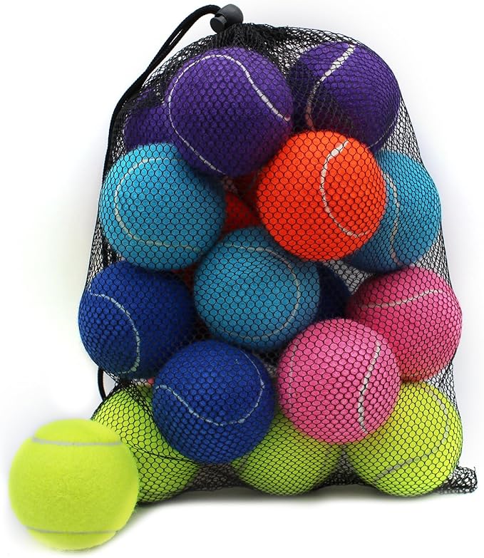 Tennis Balls, 18 Pack Training Tennis Balls Practice Balls with Mesh Bag for Easy Transport, Pet Dog Playing Balls, fit for Beginner Training Ball