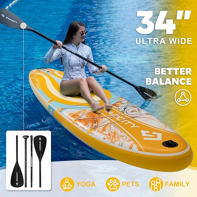 Starcity 11'6"*34"*6" Stand Up Paddle Board,Inflatable Paddle Boards for Adults w/a Simple and Non Slip Design, Moderate Length and Easy Operation, Suitable for Adults.