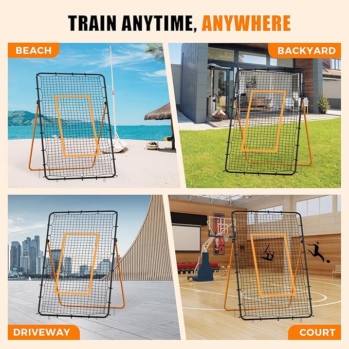 Volleyball Rebounder Net,Portable 7x4 ft Training Equipment for Spike and Smash Practice - 5 Rebound Angles Custom Target Area for Volleyball Sports Training