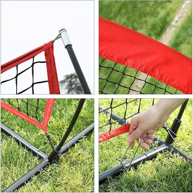 ZELUS Baseball Net 7 ft x7 ft, Softball Hitting & Pitching with Carry Bag, Ground Stakes, Portable Backstop & Bow Frame, Training Equipment for All Ages