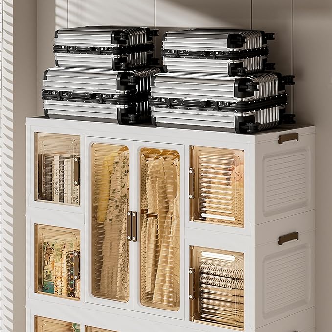 Collapsible Expandable Wardrobe Closet, Multi-Function Plastic Wardrobe,Wardrobes Storage Cabinet (12 Cubes+2 Hanging Rod)