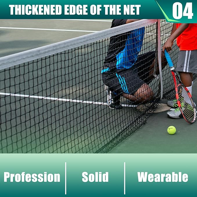 PROGOAL Professional Tennis Net 42FT Heavy Duty Nylon Net High Strength Non-Deforming Standard Replacement Tennis Net with 2 Fiberglass Dowels, Compatible with All Standard Outdoor Indoor Tennis Posts
