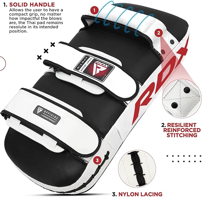 RDX Muay Thai Pad for Training, Curved Kickboxing Kicking Strike Shield, Coaching Kick Boxing, MMA, Martial Arts, Karate, Taekwondo, Punching, Foot, Knee and Elbow Target (One Pad Only)