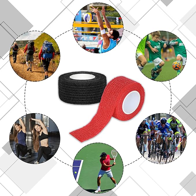 8 Rolls 1” Cohesive Bandage Self Adherent Bandage Wrap Breathable Vet Tape Elastic Adhesive Bandage for Sports, Wrist, Ankle, Tattoo Wraps(Rainbow Colors)