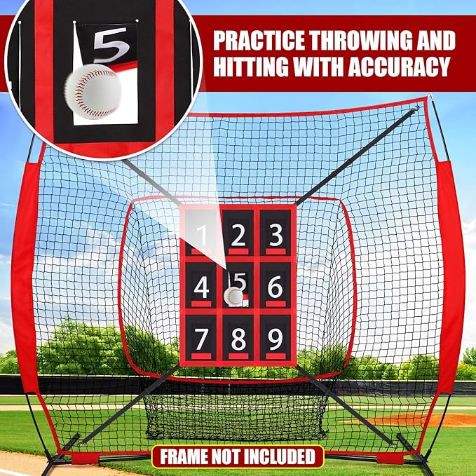 TOBWOLF Adjustable Strike Zone Target for Baseball Softball Net, Numbered Baseball Softball Pitching Target, 9 Pocket Pitching Net Practice Accuracy Training Throwing for Hitting Batting Catching