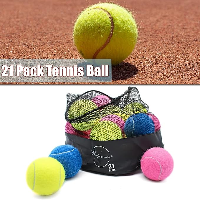 Magicorange Tennis Balls, 21 Pack Advanced Training Tennis Balls Bulk Practice Balls, Come with Mesh Bag for Easy Transport, Good for Beginner Training Ball