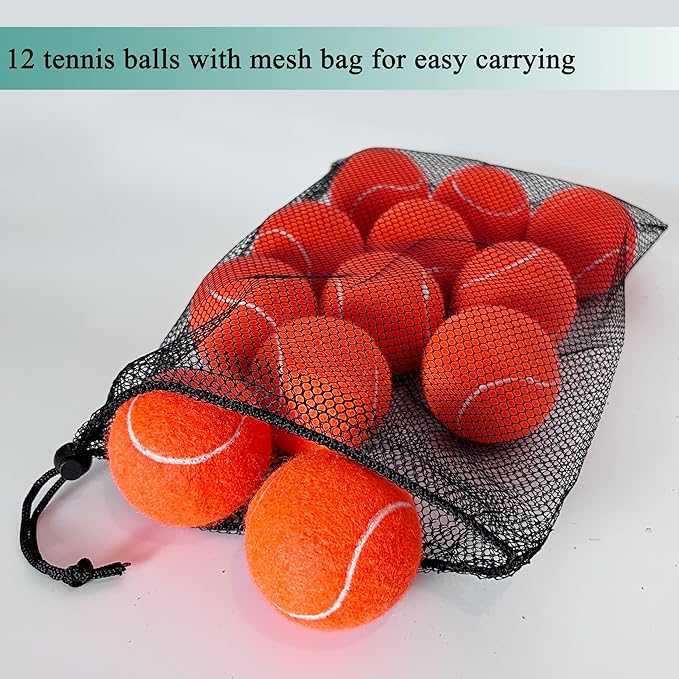 Tennis Balls, 12 Packs Practice Tennis Balls for Beginner, Training Playing Tennis Balls for Dogs, Come with Mesh Carry Bag