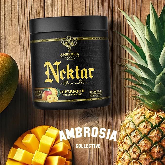 Ambrosia Nektar - Superfood Powder | Complete Health Supplement | Organ Support - Liver, Kidney Health | 30 Servings (Pineapple Mango)