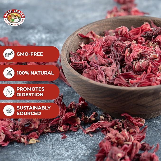 Angel Brand Sorrel leaves 1 Lbs Pouch - Discover Rich Flavor and Aroma of Healthful Delights with Hibiscus Flowers leaf, Crafting Flavorful, Refreshing, and Nutritious Beverages to Elevate Health