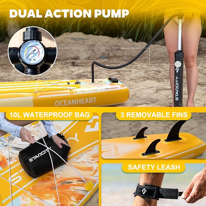 Starcity 11'6"*34"*6" Stand Up Paddle Board,Inflatable Paddle Boards for Adults w/a Simple and Non Slip Design, Moderate Length and Easy Operation, Suitable for Adults.