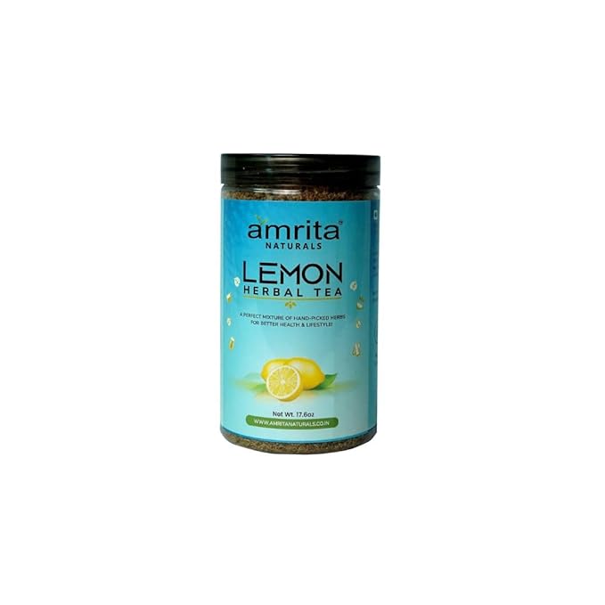 Amrita Naturals Refreshing Lemon Instant Herbal Tea – 1.10 lb (500g) | Pack of 2 | Natural & Caffeine-Free | Quick & Flavorful Lemon Beverage | Great for Hot or Iced Tea Anytime