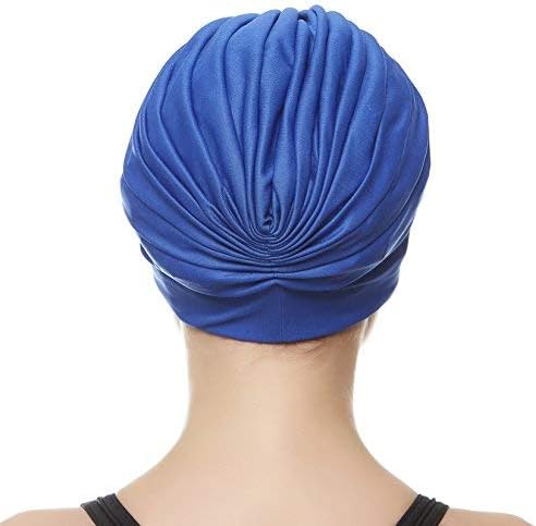 BEEMO Swim Caps for Women Swimming Turban Polyester Latex Lined Pleated for Ladies