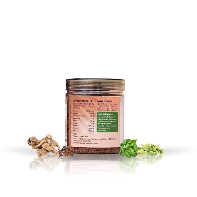 Amrita Naturals Hridya Shakti Herbal Tea - Gluten-Free, Vegan, Natural Instant Arjun Bark Hridyashakti Tea with No Artificial Colors & Flavors - 0.55 lb - 250 Gram