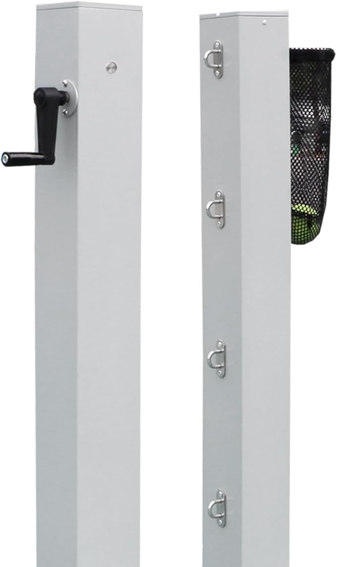 PROGOAL 100mm Heavy Duty Aluminum Tennis Net Posts - Full Aluminum Alloy Construction with Built-in Turbo Winder for Permanent In-Ground Installation - Includes Anchor Sockets for Concrete or Soil