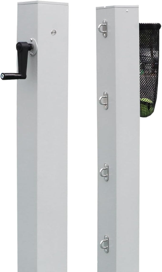 PROGOAL 100mm Heavy Duty Aluminum Tennis Net Posts - Full Aluminum Alloy Construction with Built-in Turbo Winder for Permanent In-Ground Installation - Includes Anchor Sockets for Concrete or Soil