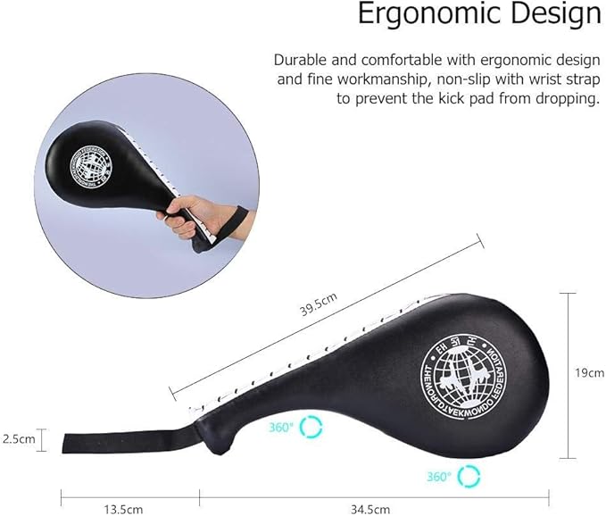 Pack of 2 Taekwondo Double Kick Pad Target, Tae Kwon Do Karate Kickboxing Training TKD Kicking Pad Practice Double Face Kick Foot Pad Martial Arts Equipment Sporting Goods Paddle, Black