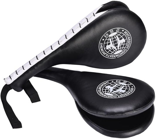 Pack of 2 Taekwondo Double Kick Pad Target, Tae Kwon Do Karate Kickboxing Training TKD Kicking Pad Practice Double Face Kick Foot Pad Martial Arts Equipment Sporting Goods Paddle, Black