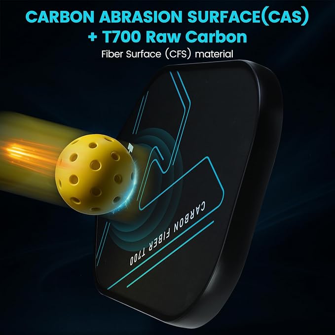 Pickleball Paddles, T700 Raw Carbon Fiber Pickleball Paddle Professional Pickleball Rackets with 16mm Honeycomb Core - Enhanced Power & Spin & Precision Pickleball Paddles Set with Cover and Grip Tape