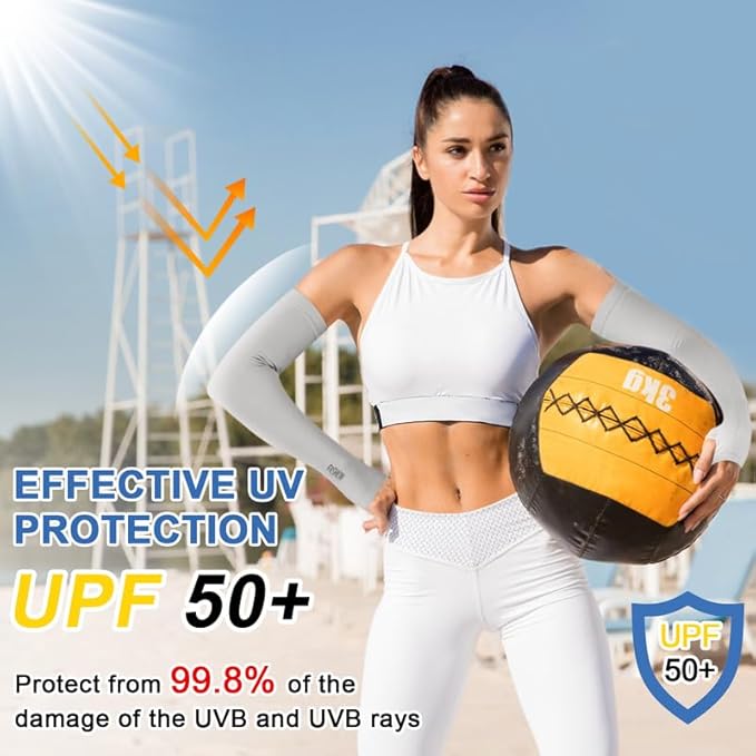 beister 3/6 Pairs UV Cooling Arm Sleeves Sun Protection Unisex for Sports, Cycling, Golf, Running